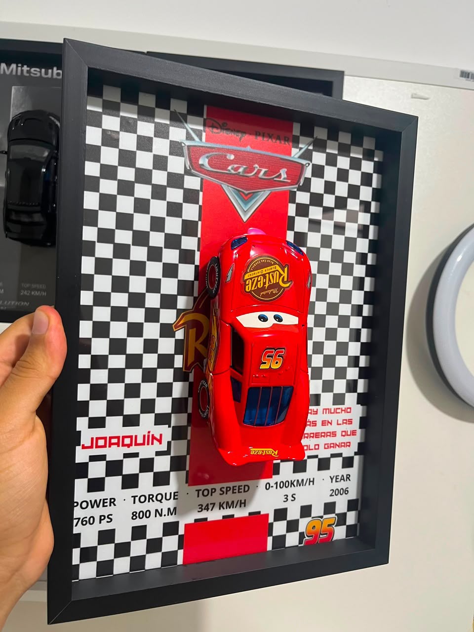 Cuadro de Rayo McQueen de Cars personalizado con el nombre Joaquín